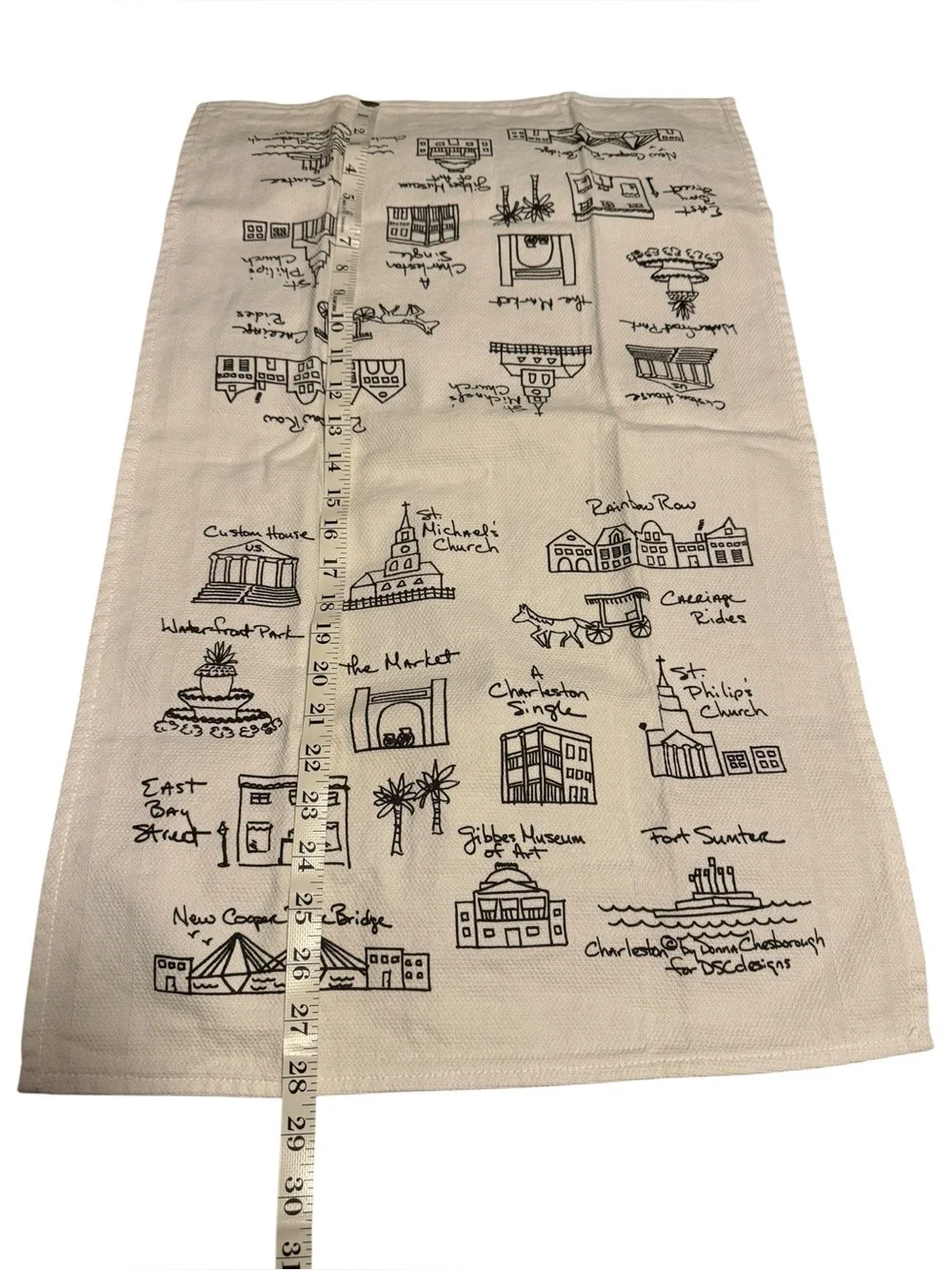 Charleston South Carolina Landmark Black & White Kitchen Hand Towel Tea Towel